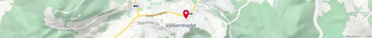 Map representation of the location for Stadtapotheke Völkermarkt in 9100 Völkermarkt